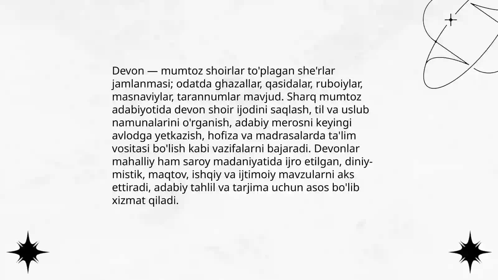 Sharq mumtoz adabiyotida devon tuzush an'anasi va uning ko'rinishlari 3
