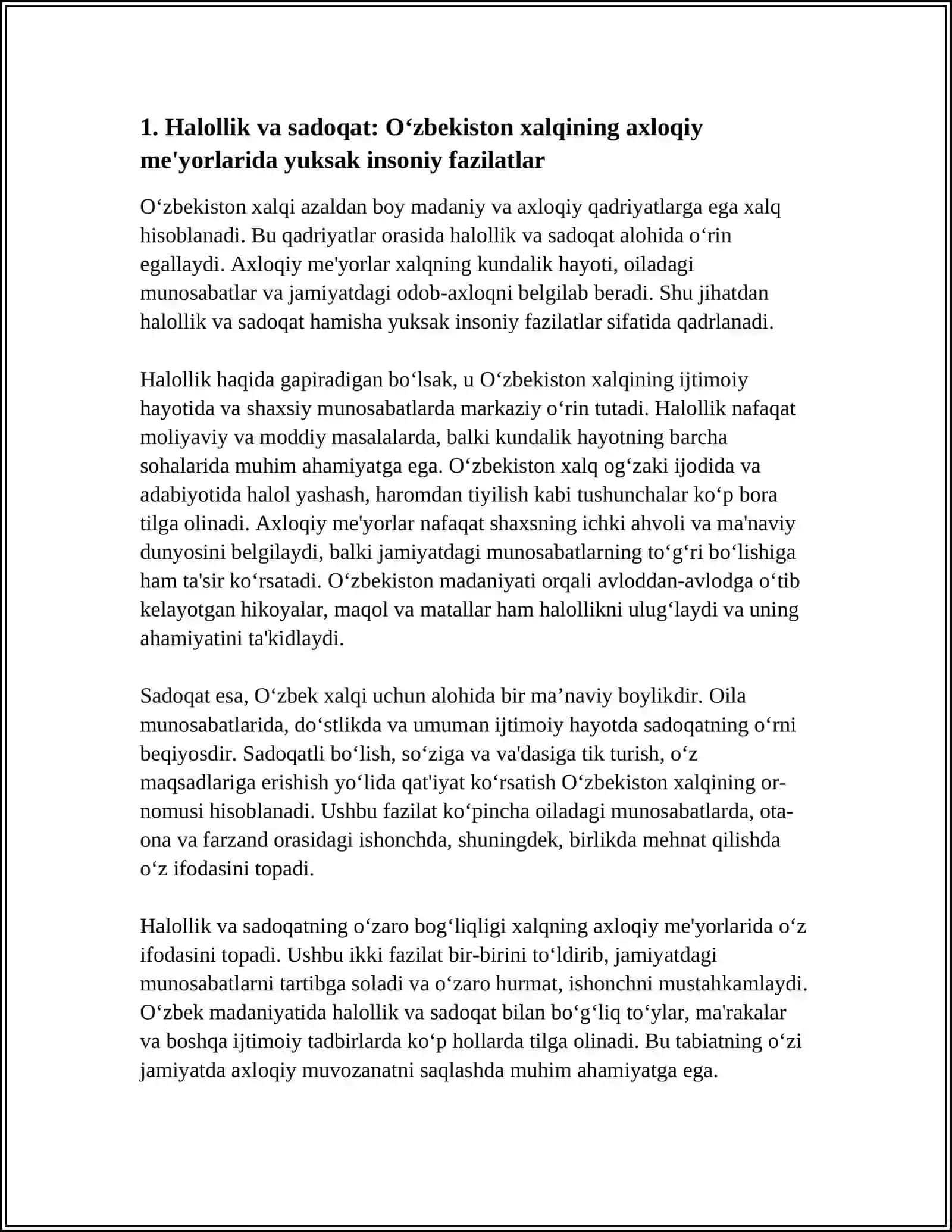 O‘zbek Xalqining Axloqiy Me’yori 3