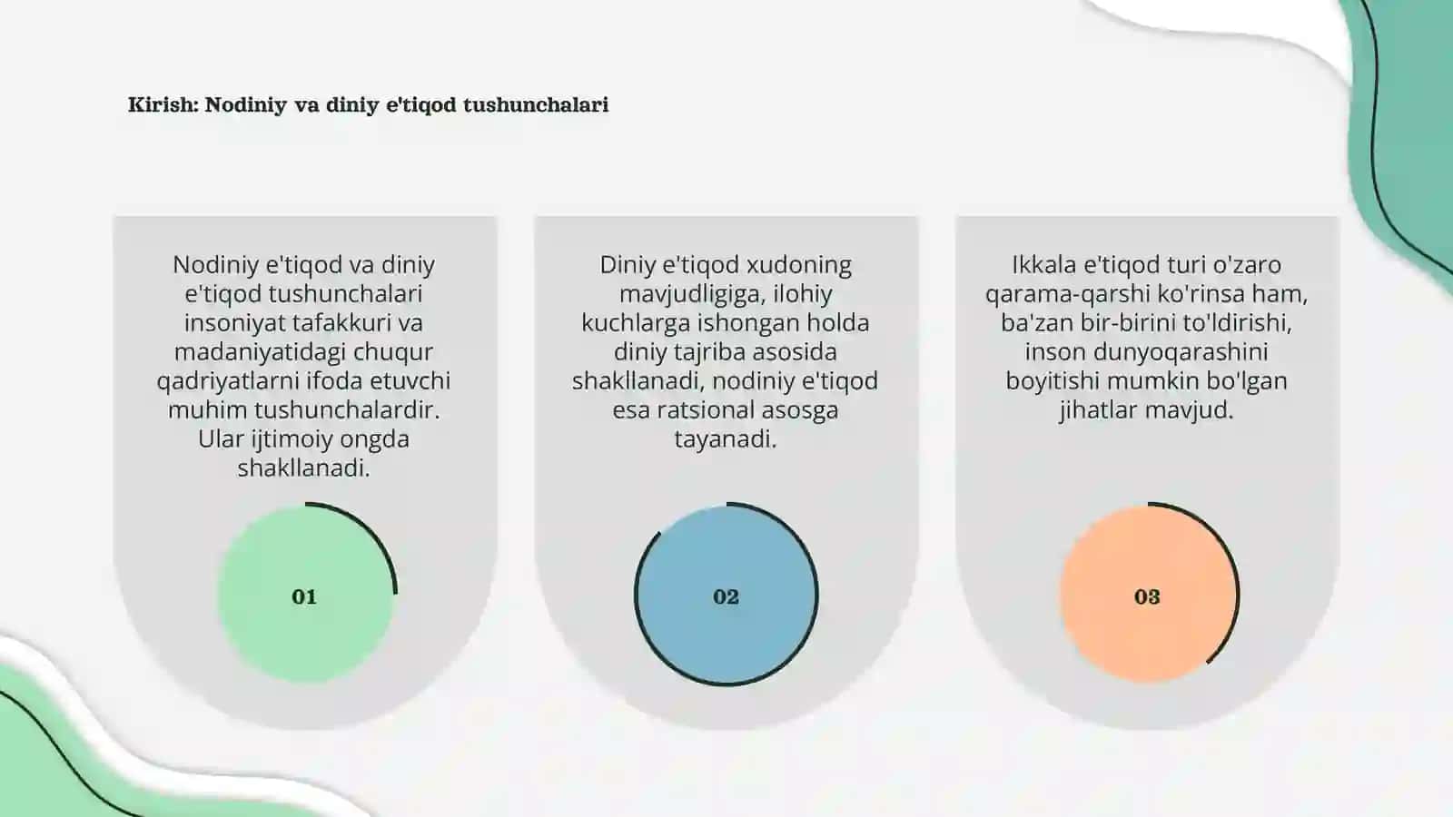 Nodiniy e'tiqod va diniy e'tiqod: o'xshash tomonlari farqlari va o'zaro munosabatlar dialektikasi 3