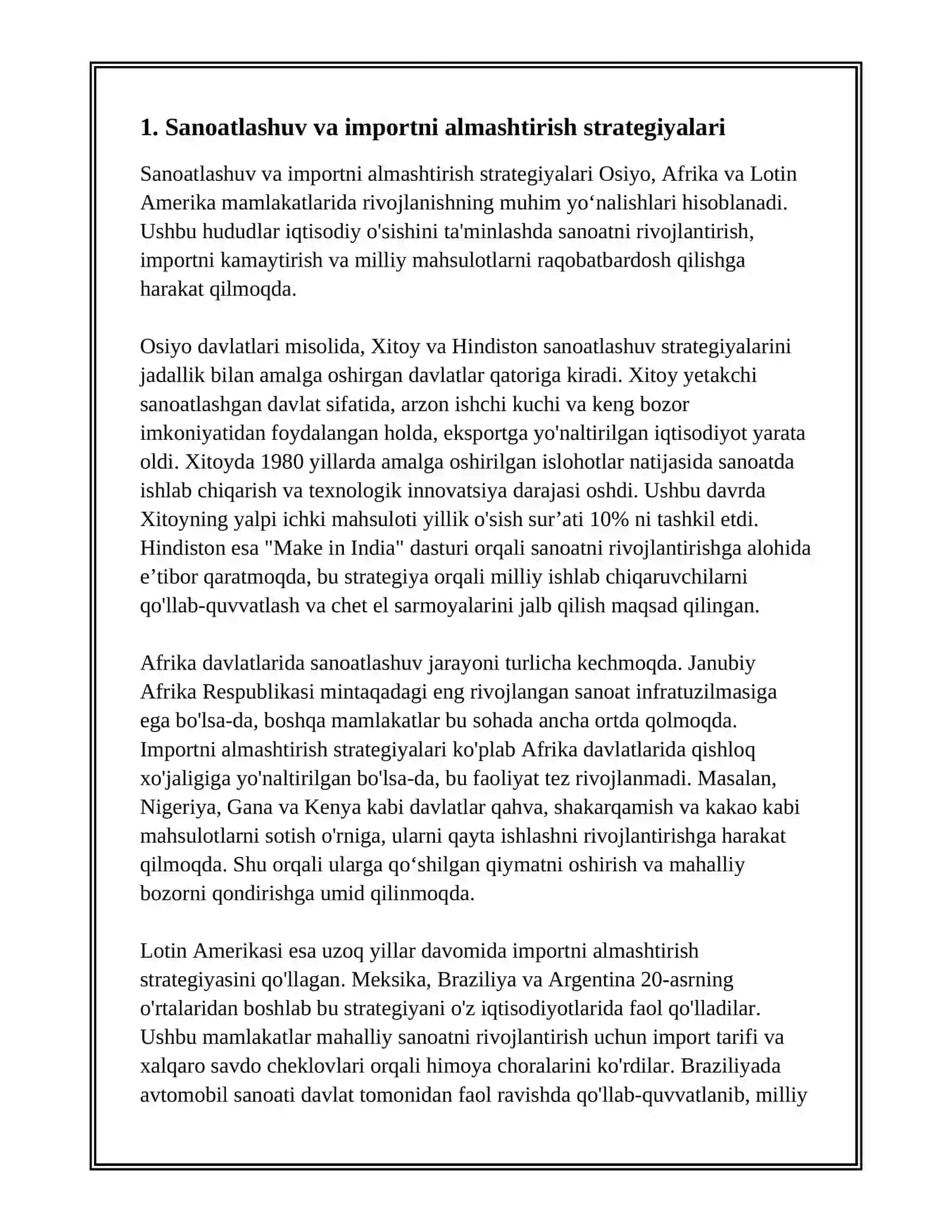 OSIYA AFRIKA VA LOTIN AMERIKA MAMLAKATLARI RIVOJLANISHINING ASOSIY YOʻNALISHLARI 3