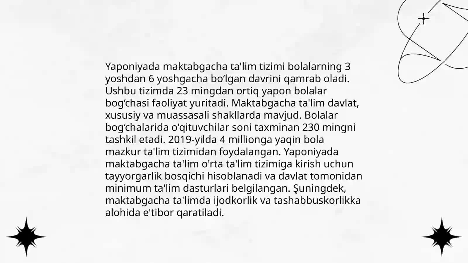 Yaponiyada maktabgacha ta'lim tizimi 3