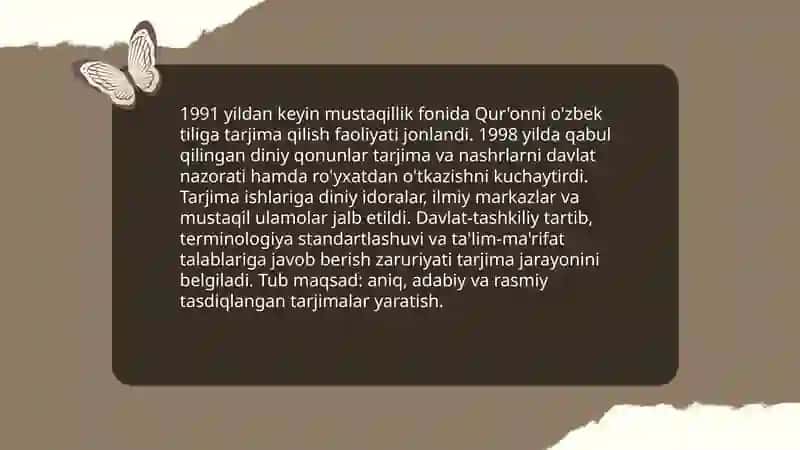 Mustaqillik yillarida Qur'onning O'zbek tiliga tarjima qilinishi va tafsviri 3