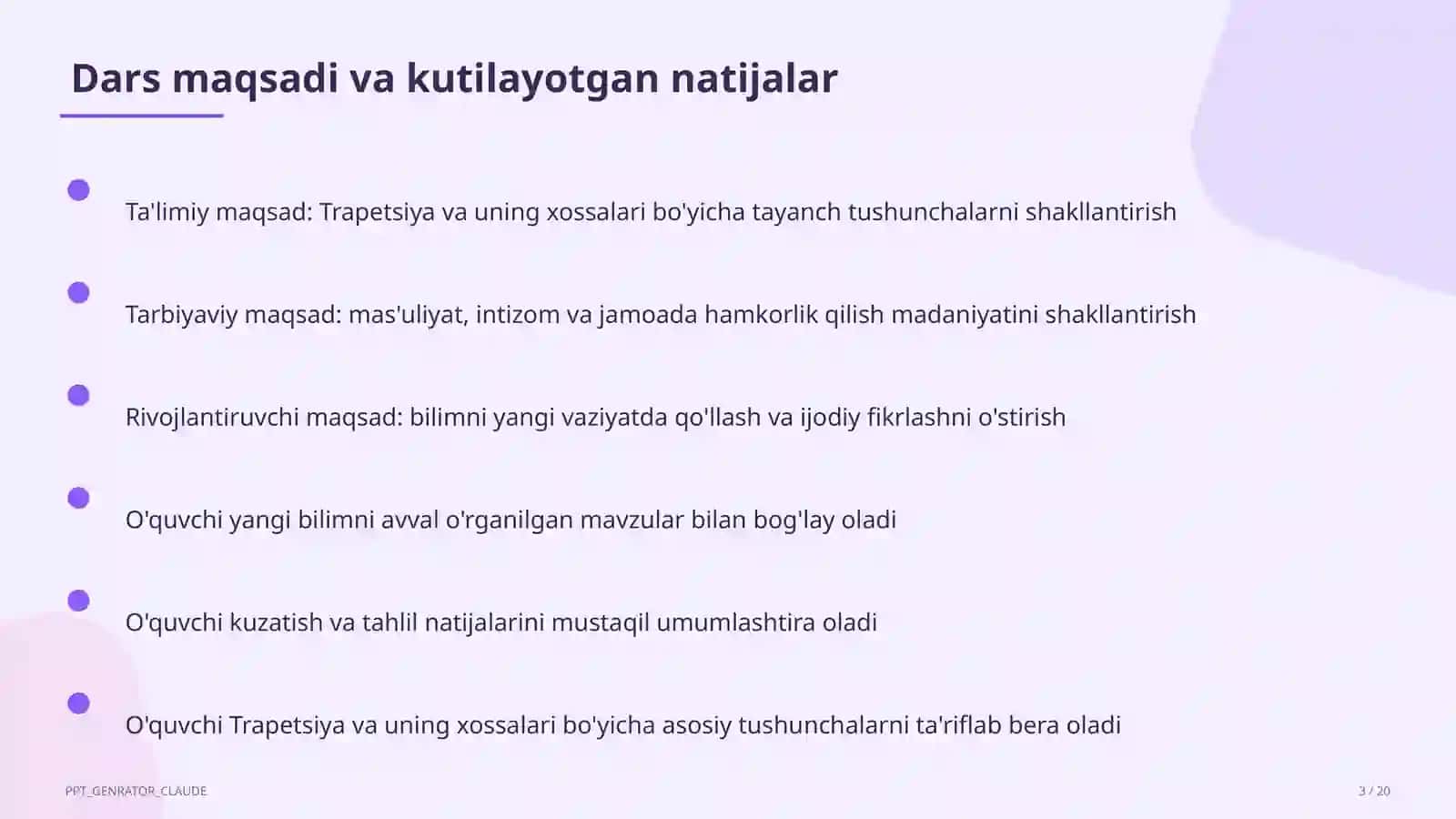 Trapetsiya va uning xossalari (8-sinf) 3