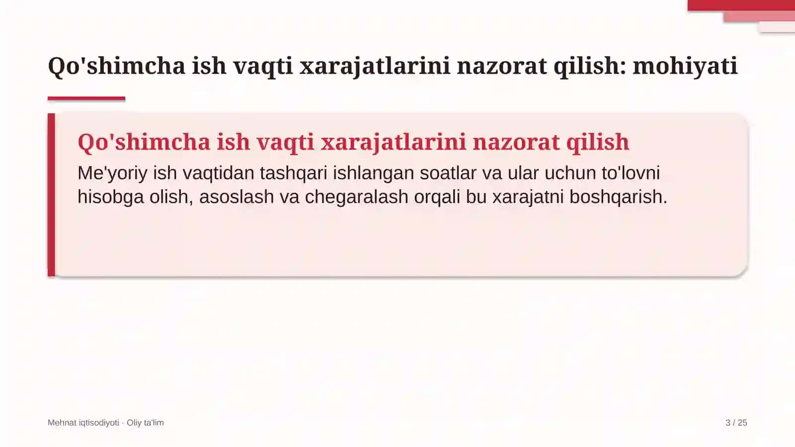 quyonchilikda qo'shimcha ish vaqti xarajatlarini nazorat qilish 9745 3