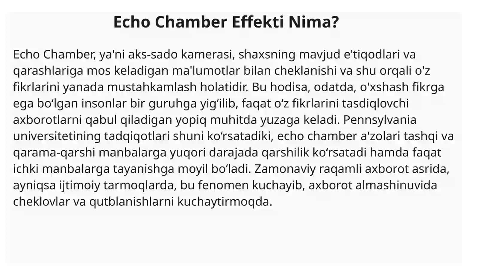 Echo Chamber Effekti va Guruh Stereotiplari 3