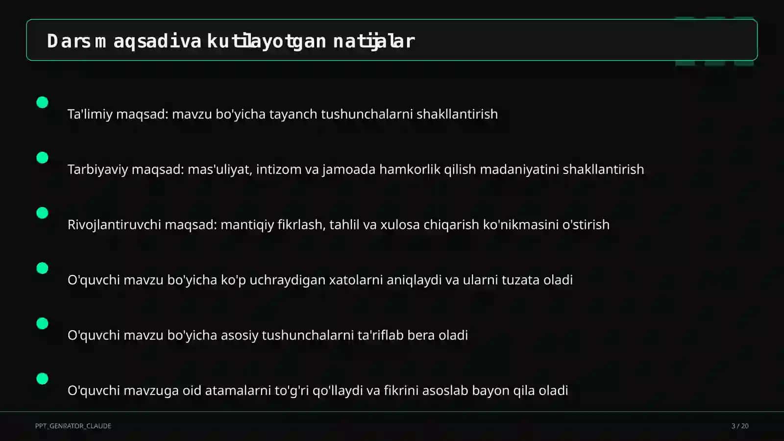 Mustaqil O'rganish Uchun Sinf Soati va Tarbiyaviy Tadbirlar 3