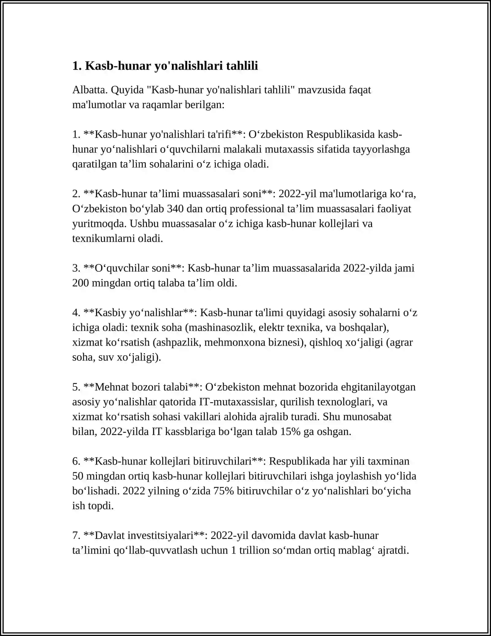 KASB HUNAR YO'NALISHLARI TAHLILI 3