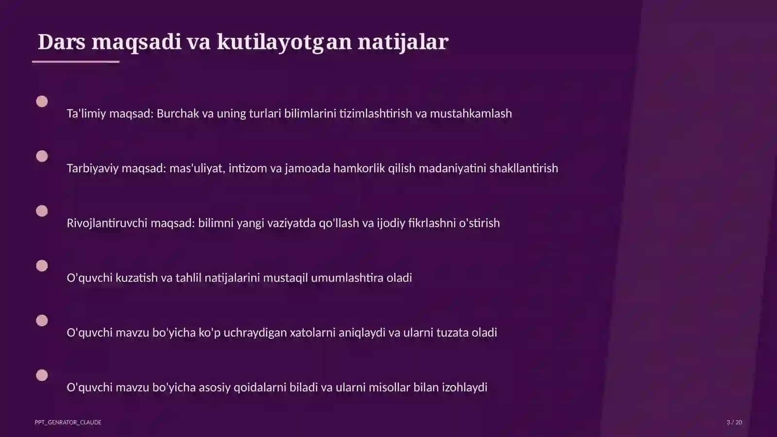 Burchak va uning turlari (4-sinf) 3