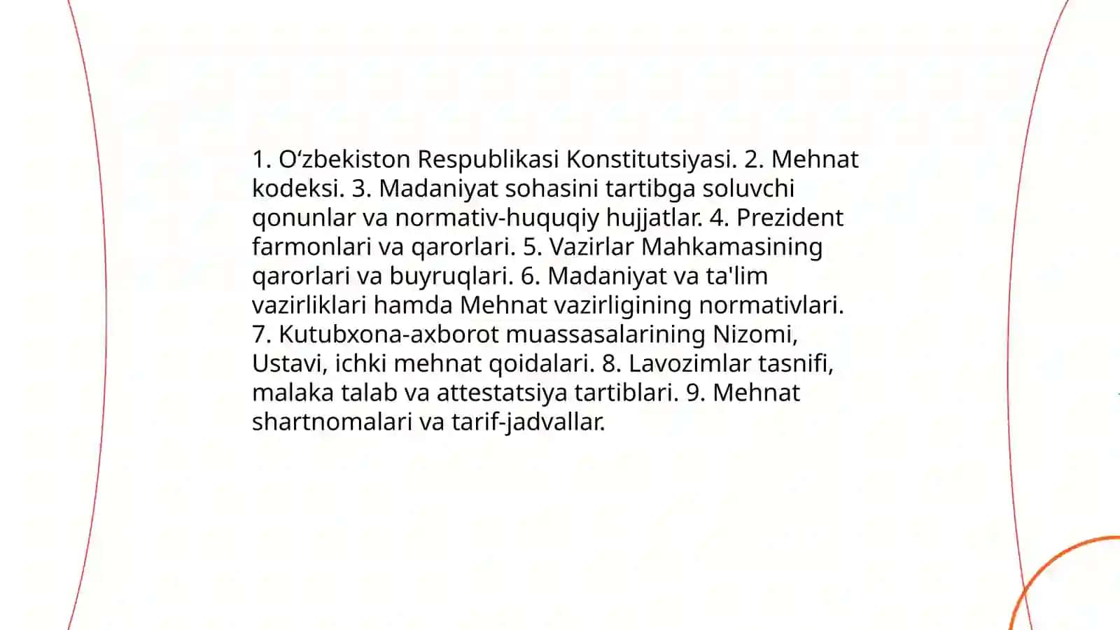 Kutubxona-axborot muassasalarida kadrlar siyosatini amalga oshirishning huquqiy asoslari 3