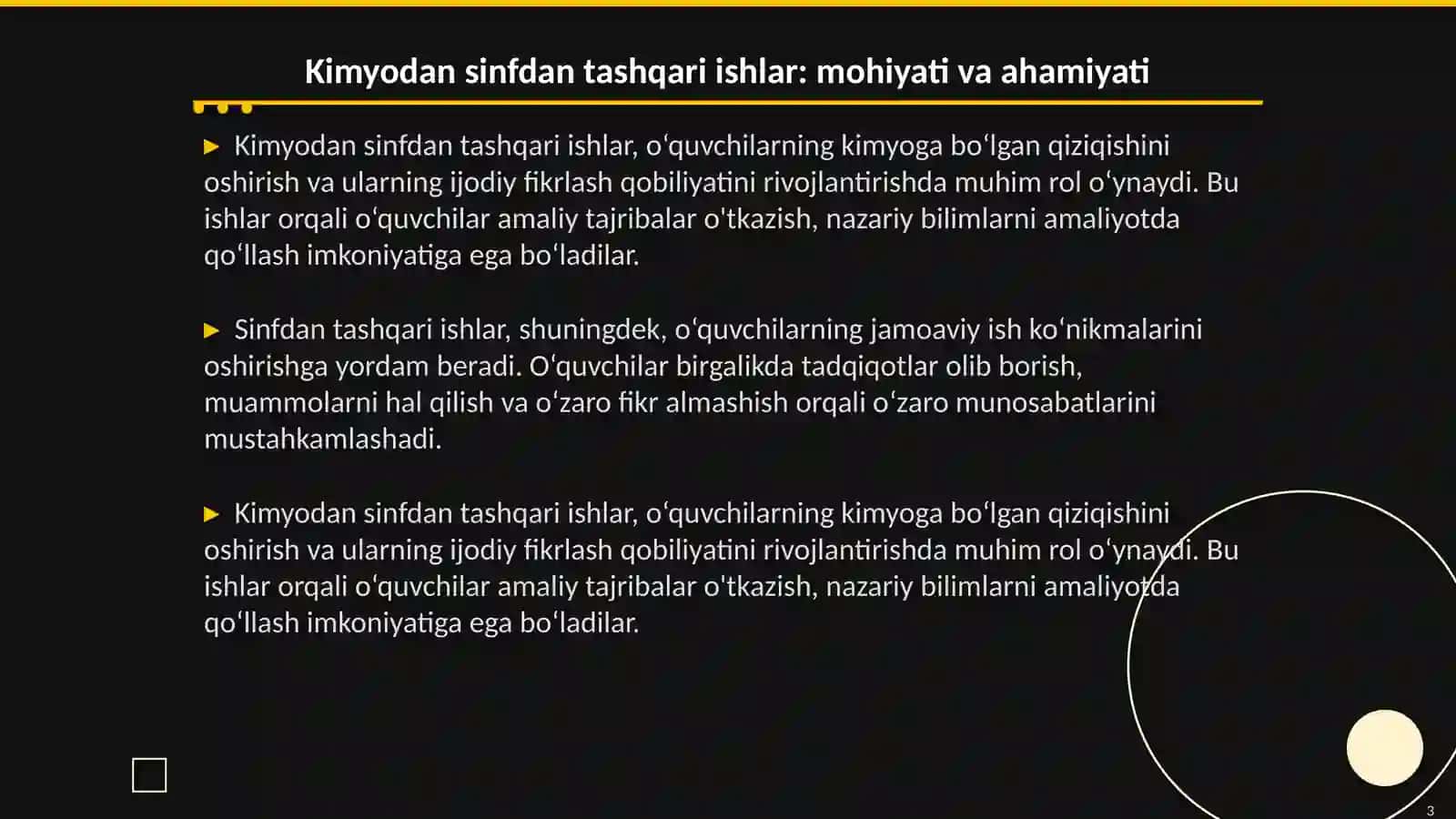 Kimyodan sinfdan tashqari ishlar 3