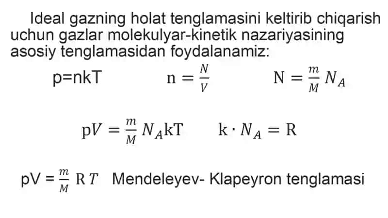 Ideal gaz holatining tenglamalari 3
