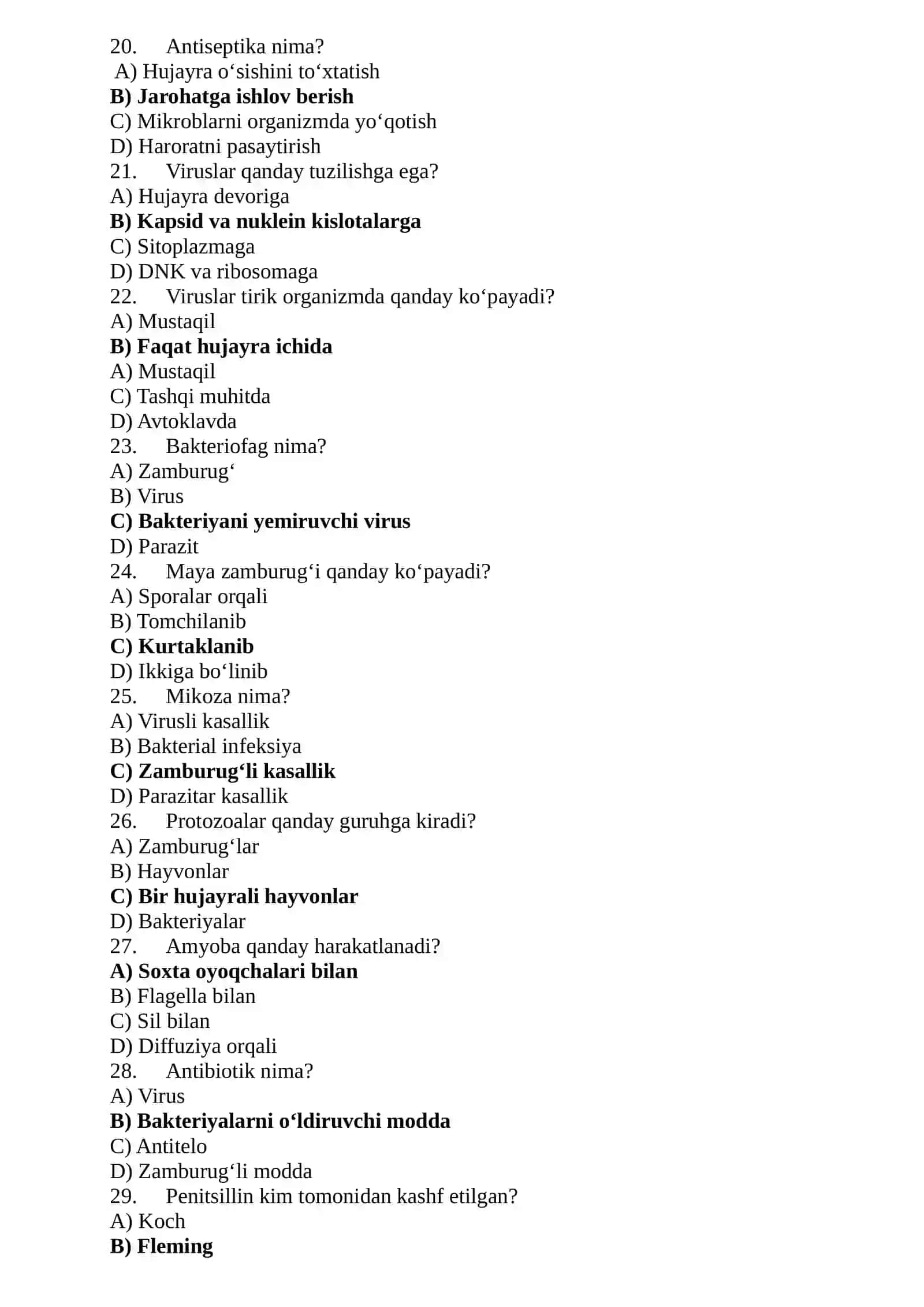 Mikrobiologiya, immunologiya va virusologiya fanidan yakuniy test 3