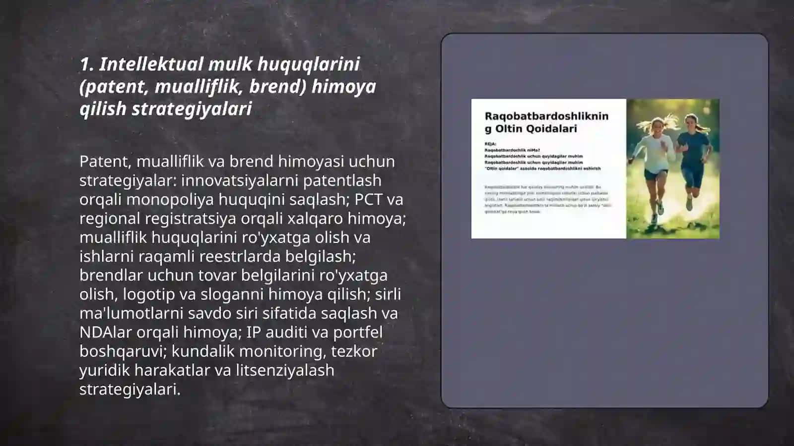 Raqobat ustunligini saqlash uchun himoya strategiyalari 3