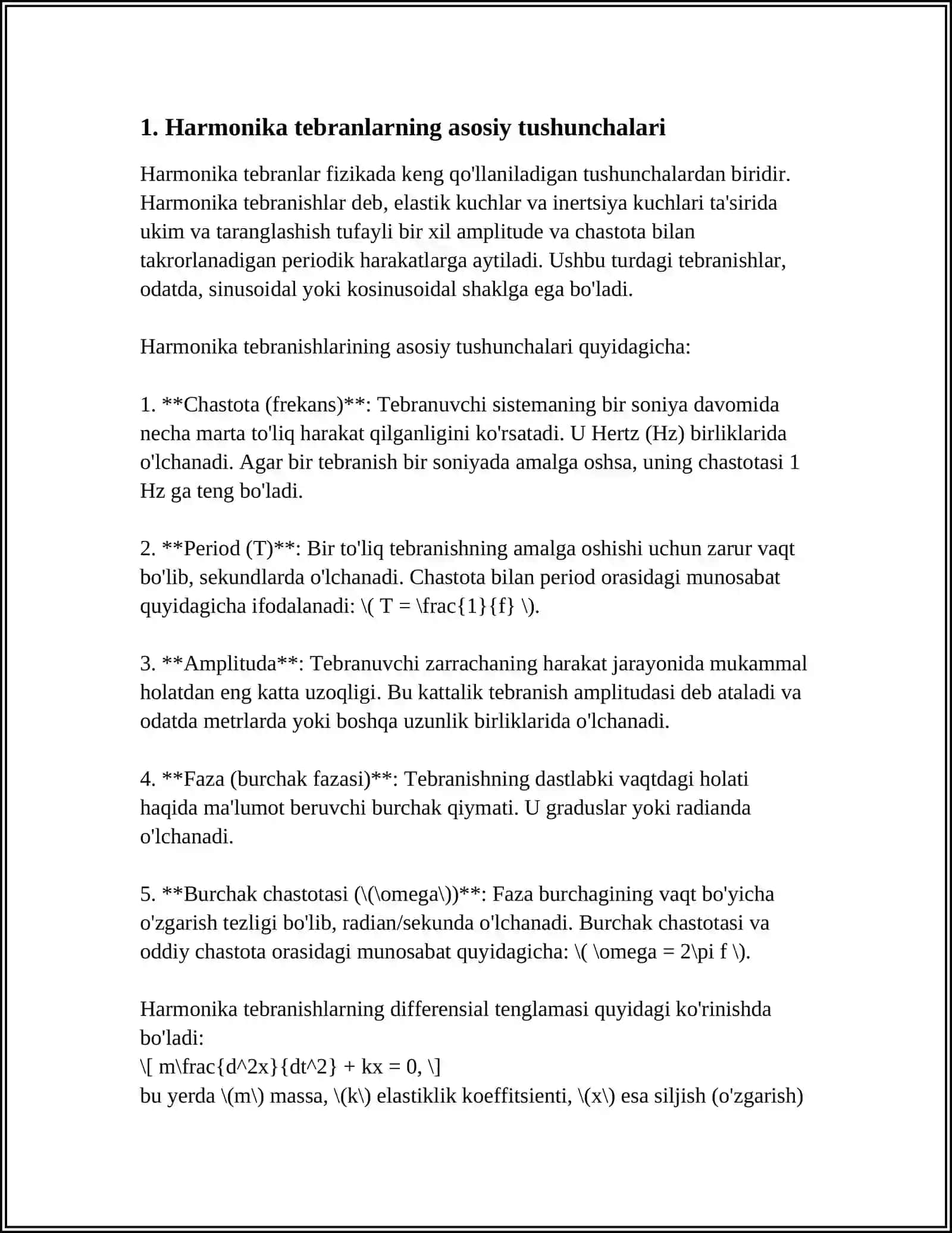 GARMONKI TEBRANISHLAR VA ULRNING TENGLAMASI 3