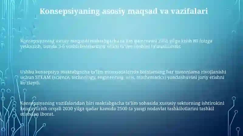 Oʻzbekiston Respublikasi maktabgacha ta'lim tizimini 2030- yilgacha rivojlantirish konsepsiyasi 3