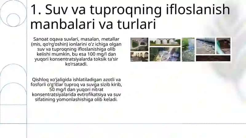Suv va tuproqning ifloslanish manbalari va turlari 3