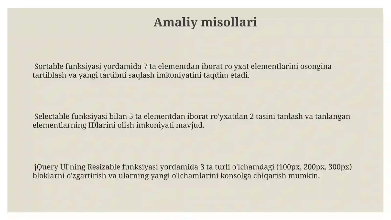 jQuery UI interaktiv imkoniyatlari 3
