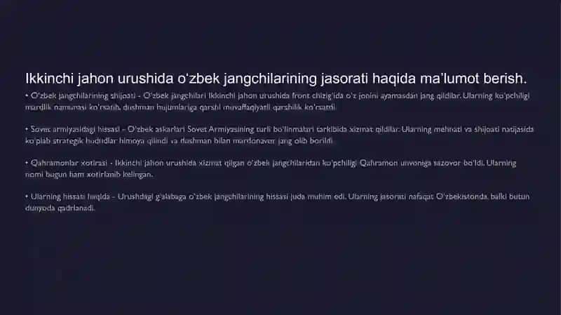 Ikkinchi jahon urushida O‘zbek jangchilarining jasorati 3