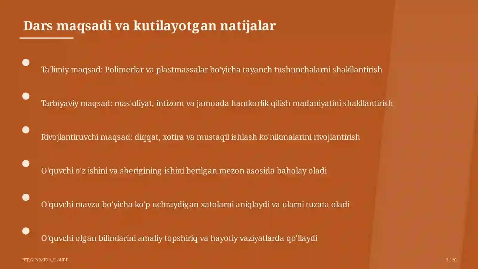 Polimerlar va plastmassalar (11-sinf) 3