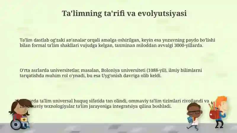 Ta'limning ta'rifi va evolyutsiyasi 3