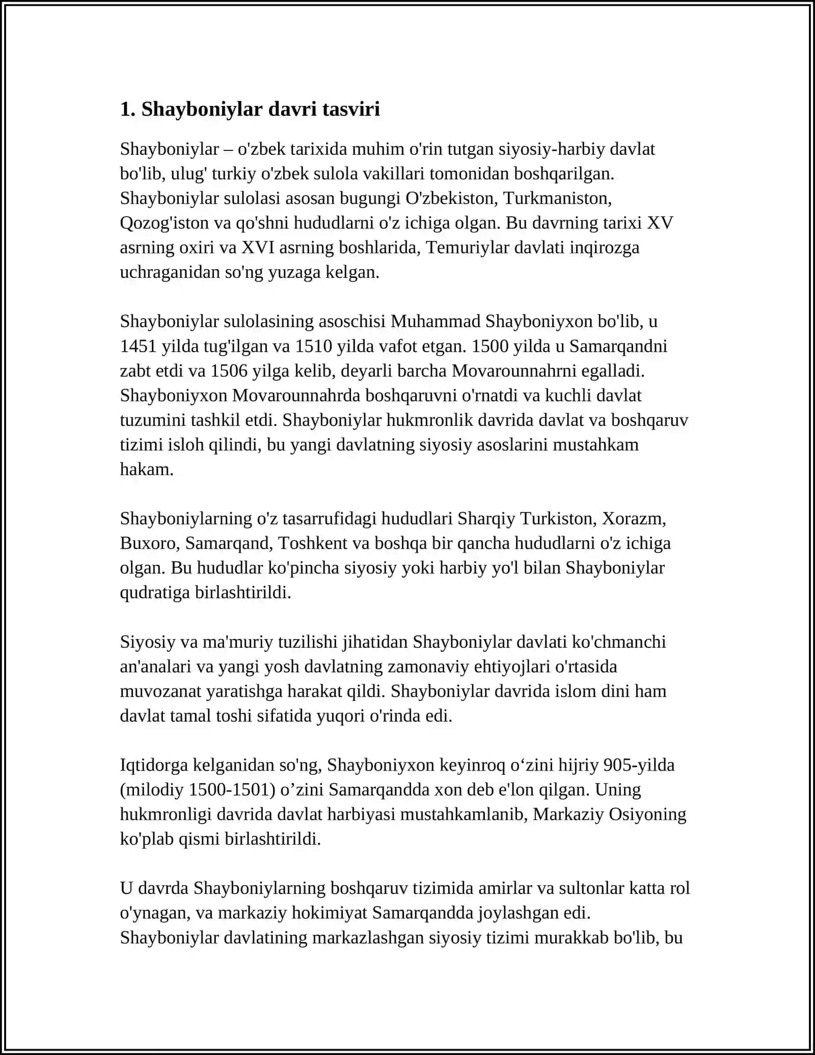 MUHAMMAD SOLIHNING "SHAYBONIYNOMA" ASARIDA BOBUR TASVIRI 3