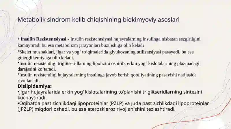 Metabolitiksindrom kelib chiqishining biokimyoviy asoslari va asoratlari 3