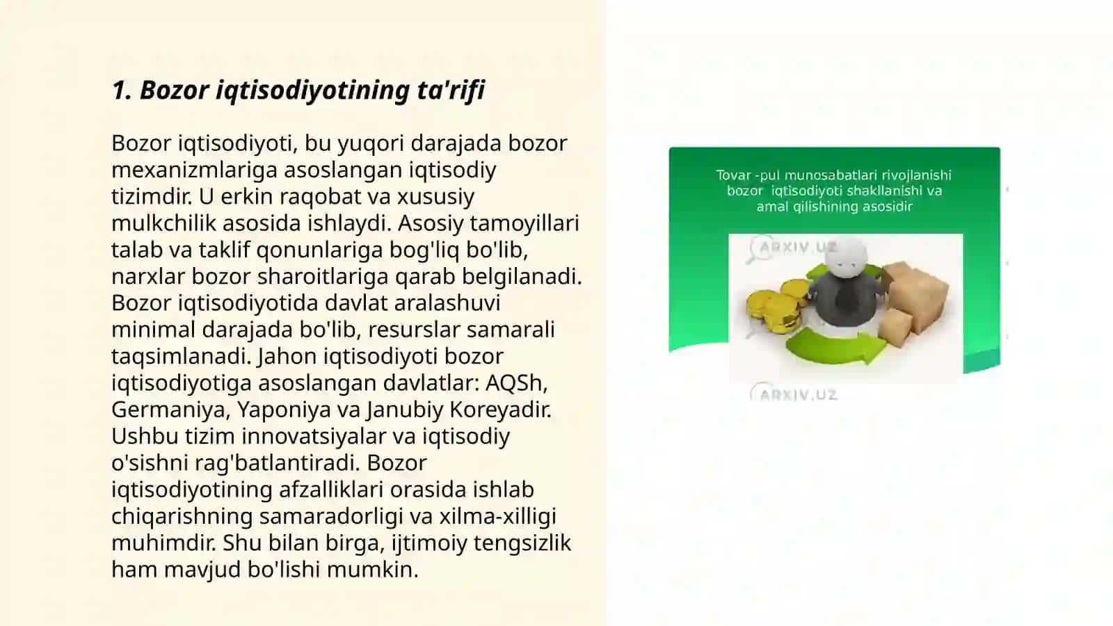 Bozor iqtisodiyotining mazmuni va amal qilishi 3