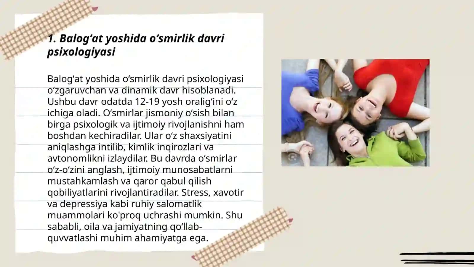 Balog'at yoshida ruhiy, jismoniy va jinsiy rivojlanish 3