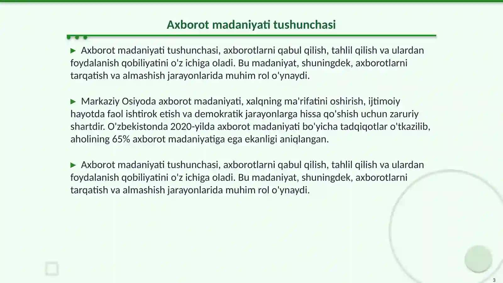 Markaziy Osiyoda axborot madaniyatining oʻrni 3