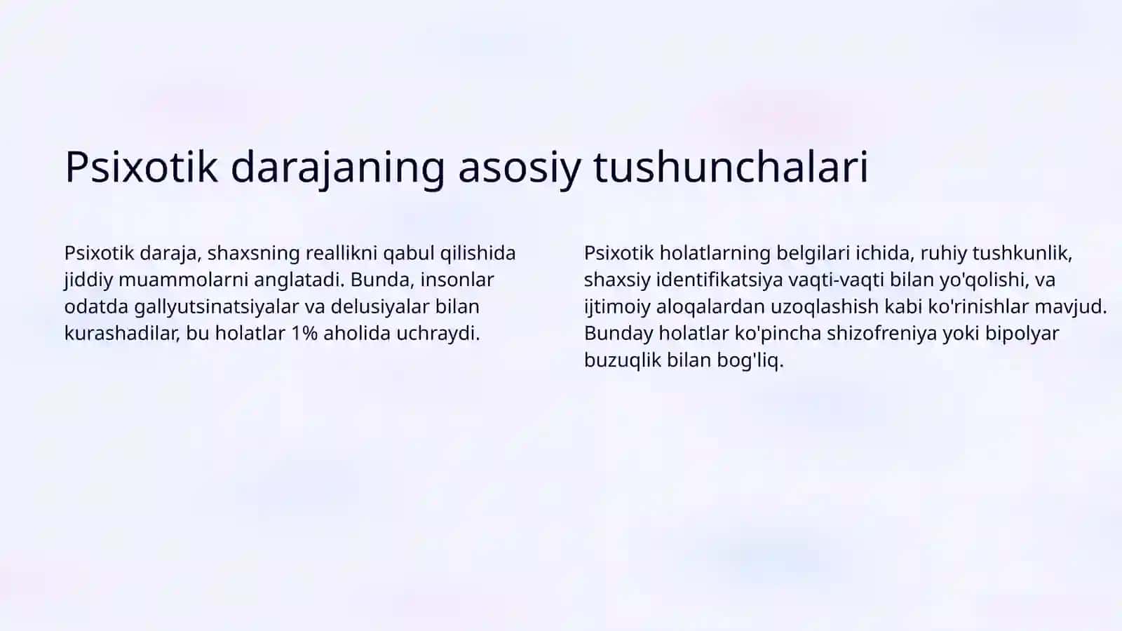 Shaxs taraqqiyotining psixotik, chegaralangan va nevrotik darajalari 3