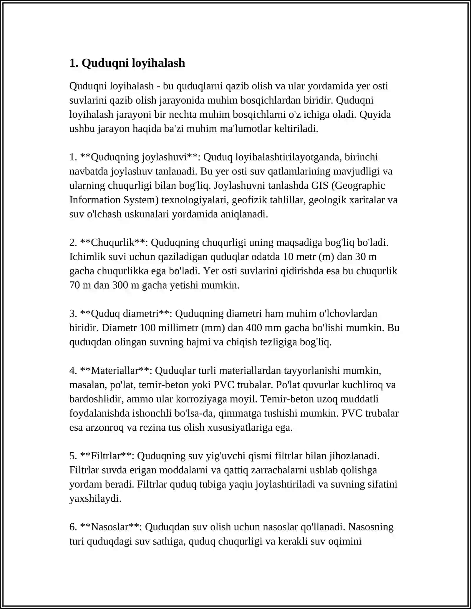 SUYUQLIK XAYDAP QUDUQLARNI O'ZLASHTIRISH JARAYONI 3