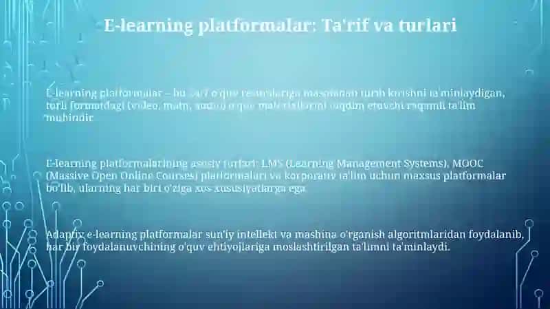 Elektron oʻqitiish platformalari va ularning imkoniyatlari 3