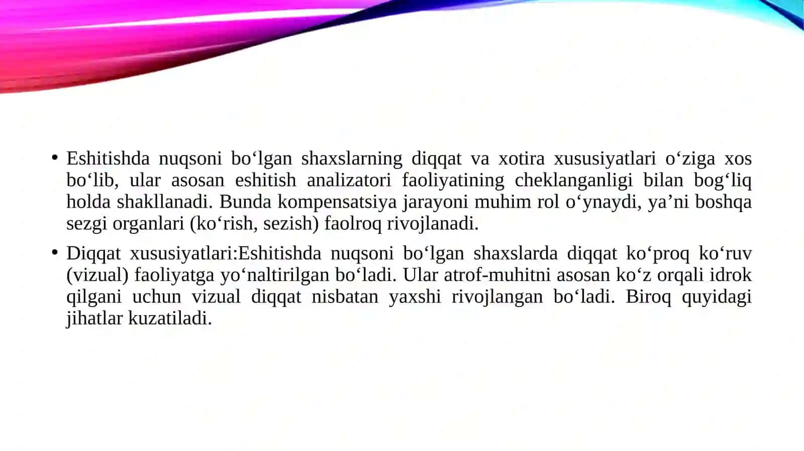 Eshtishda nuqsoni bo‘lgan shaxslarning diqqat va xotira xususiyati 3