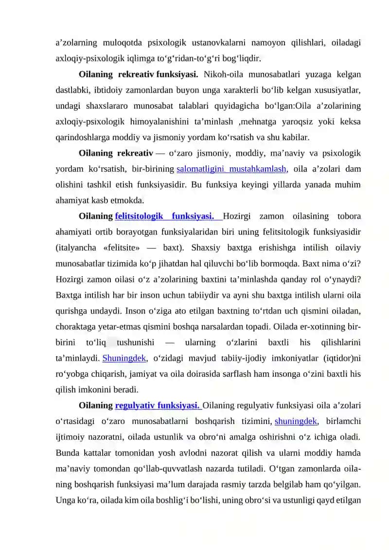 OILA FUNKSIYASI, OILA TIPLARI VA ROLLARI 3