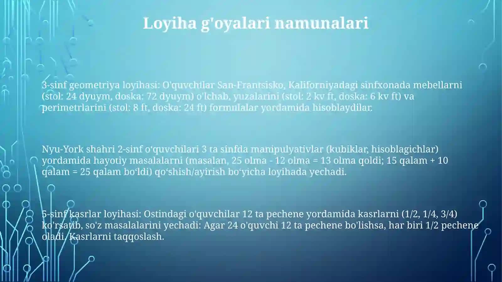 Namuna Loyihalar Umumiy Ko'rinishi 3