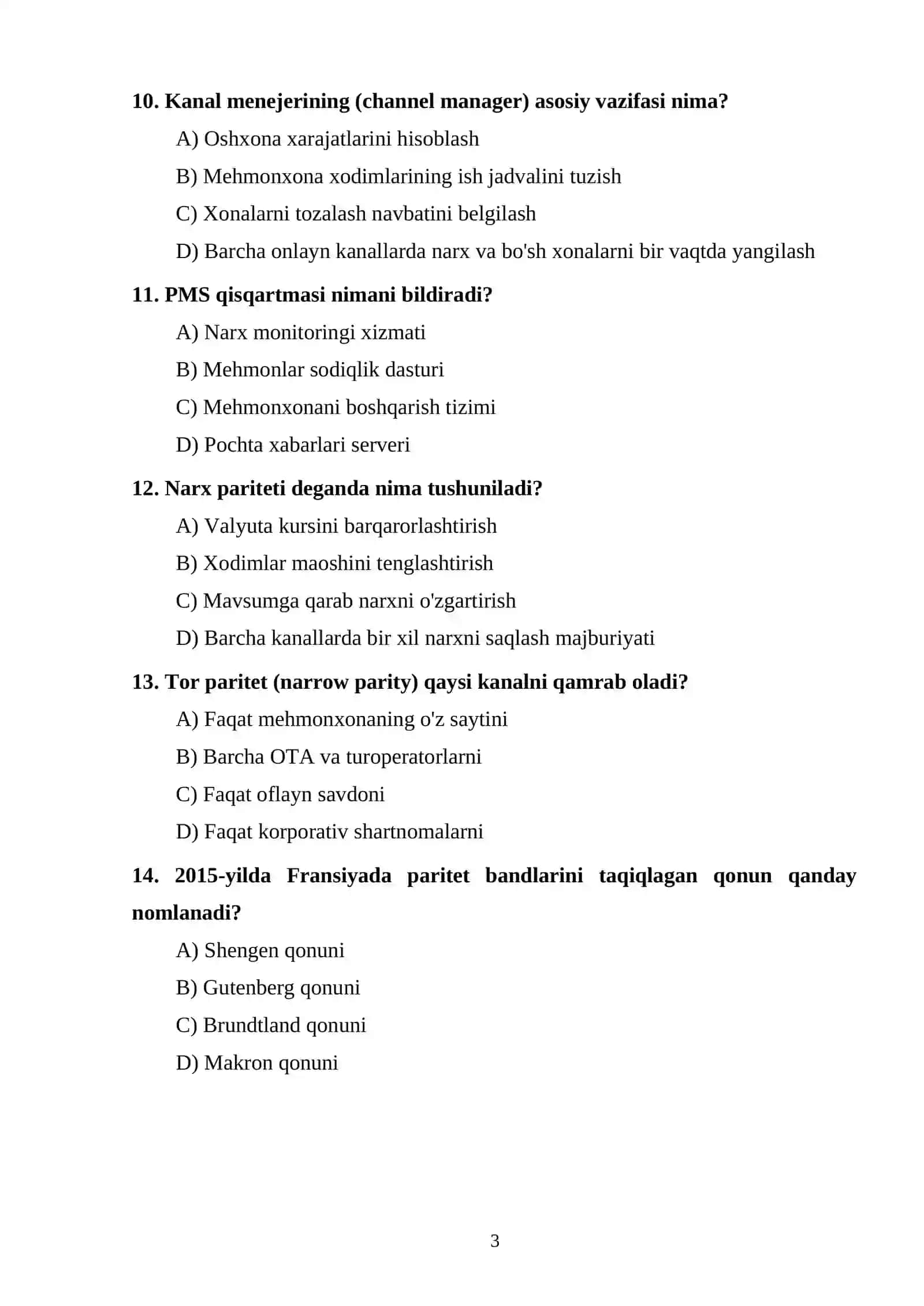 TEST TOPSHIRIQLARI 3