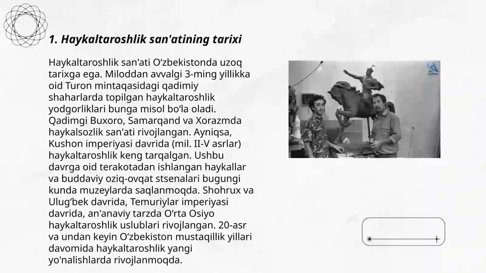 Haykaltaroshlar ustaxonalari va ko’rgazmalari haqida ma’lumot 3