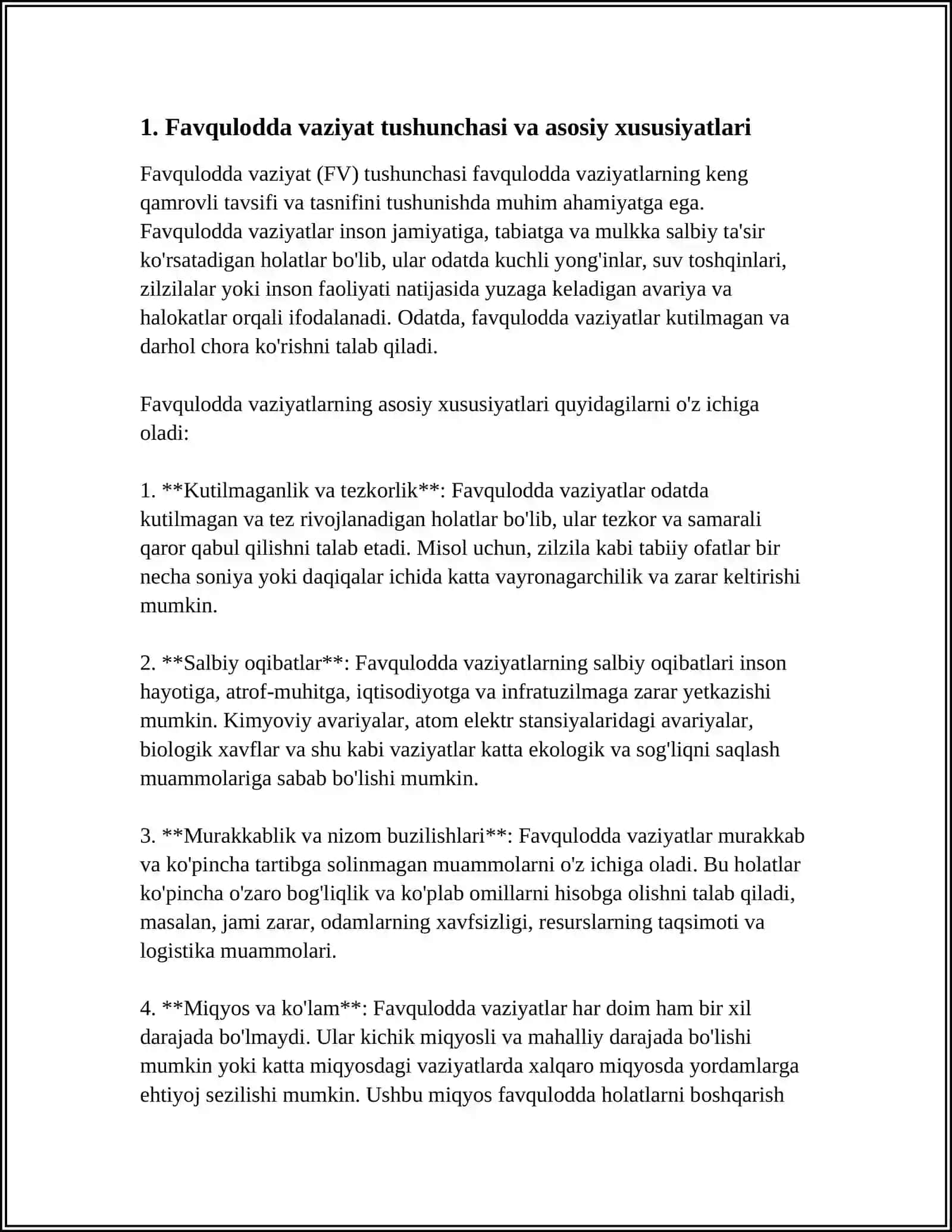 FAVQULODDA VAZIYATLAR VA ULARNING TAVSIFI VA TASNIFI 3