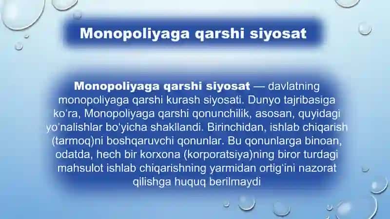 RIVOJLANGAN MAMLAKATLARDA MONOPOLIYAGA QARSHI SIYOSAT BORASIDAGI TAJRIBALAR 3