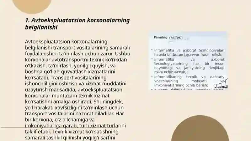 Avtoekspluatatsion korxonalarning vazifalari va tasnifi 3