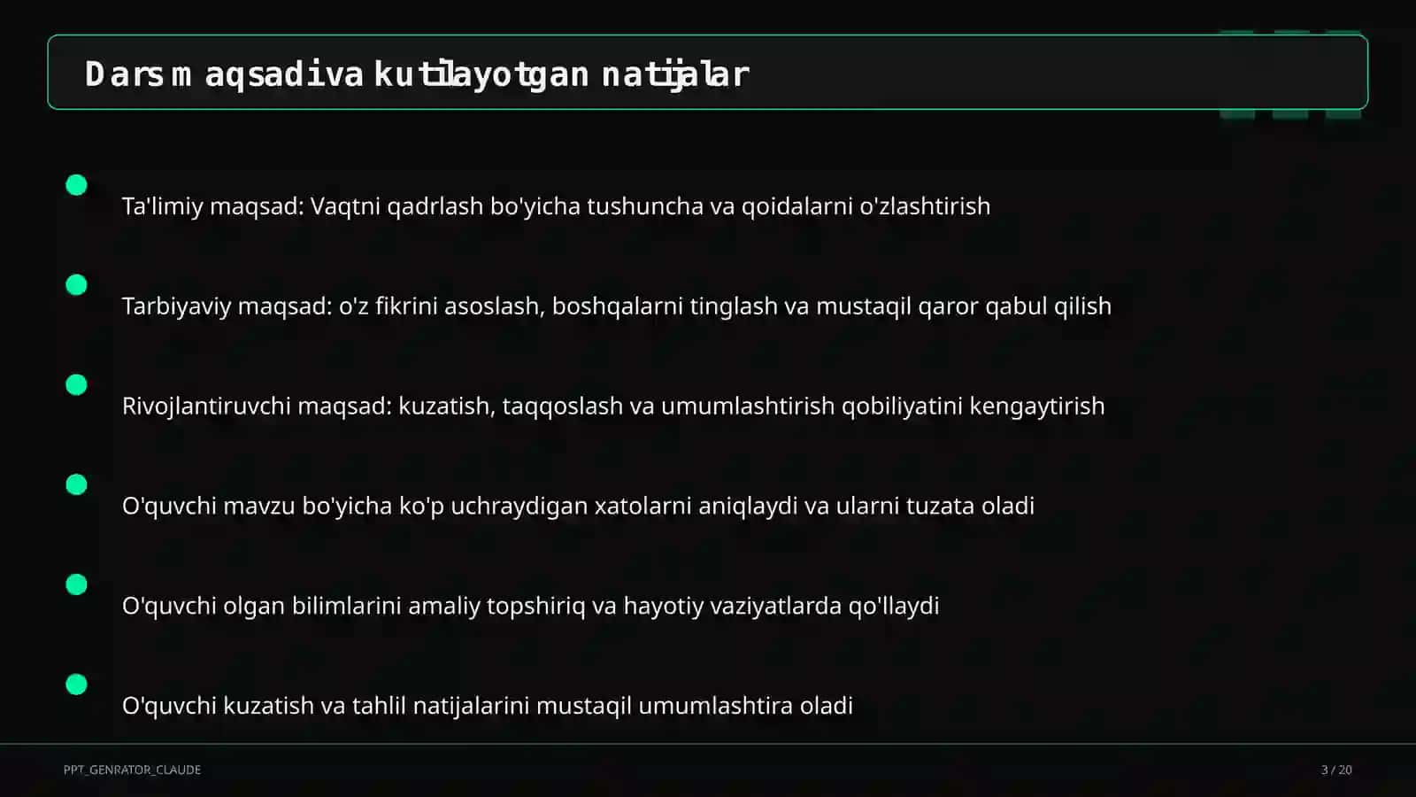 Vaqtni qadrlash (4-sinf) 3