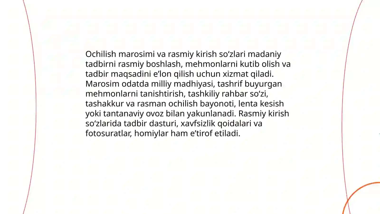 Ochilish marosimi va rasmiy kirish so‘zlari 3