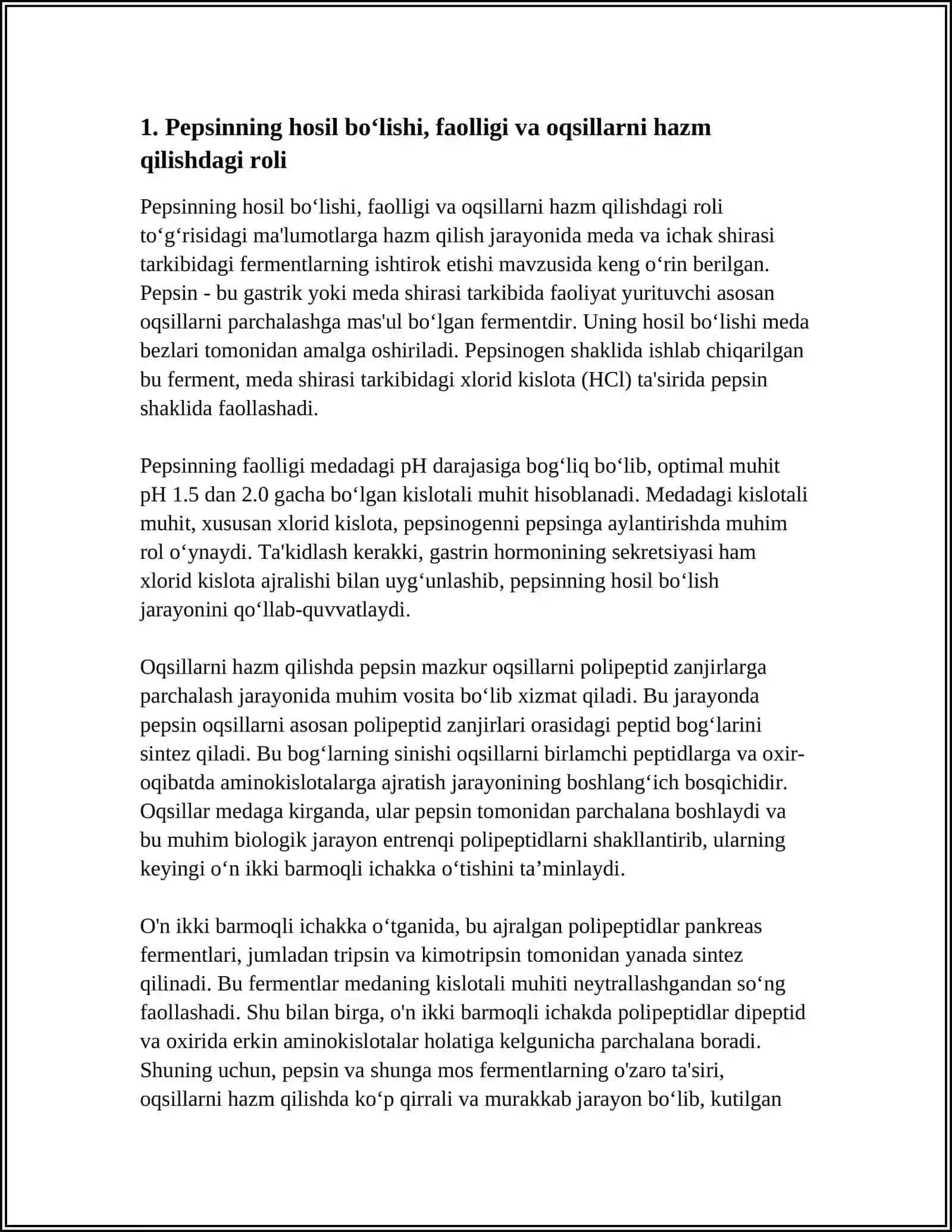 OVQAT HAZM QILISH JARAYONLARIDA MEDA VA ICHAK SHIRASI TARKIBIDAGI FERMENTLARNING ISHTIROK ETISHI 3