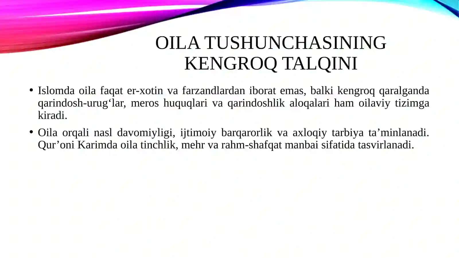 Islom huquqshunosligida oila, taloq, nikoh ida, zihor, tushunchalarini ta'riflash 3