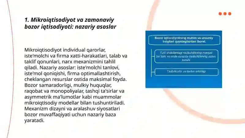 Mikroiqtisodiyot va Zamonaviy Bozor Iqtisodiyoti: Nazariy Asoslar 3