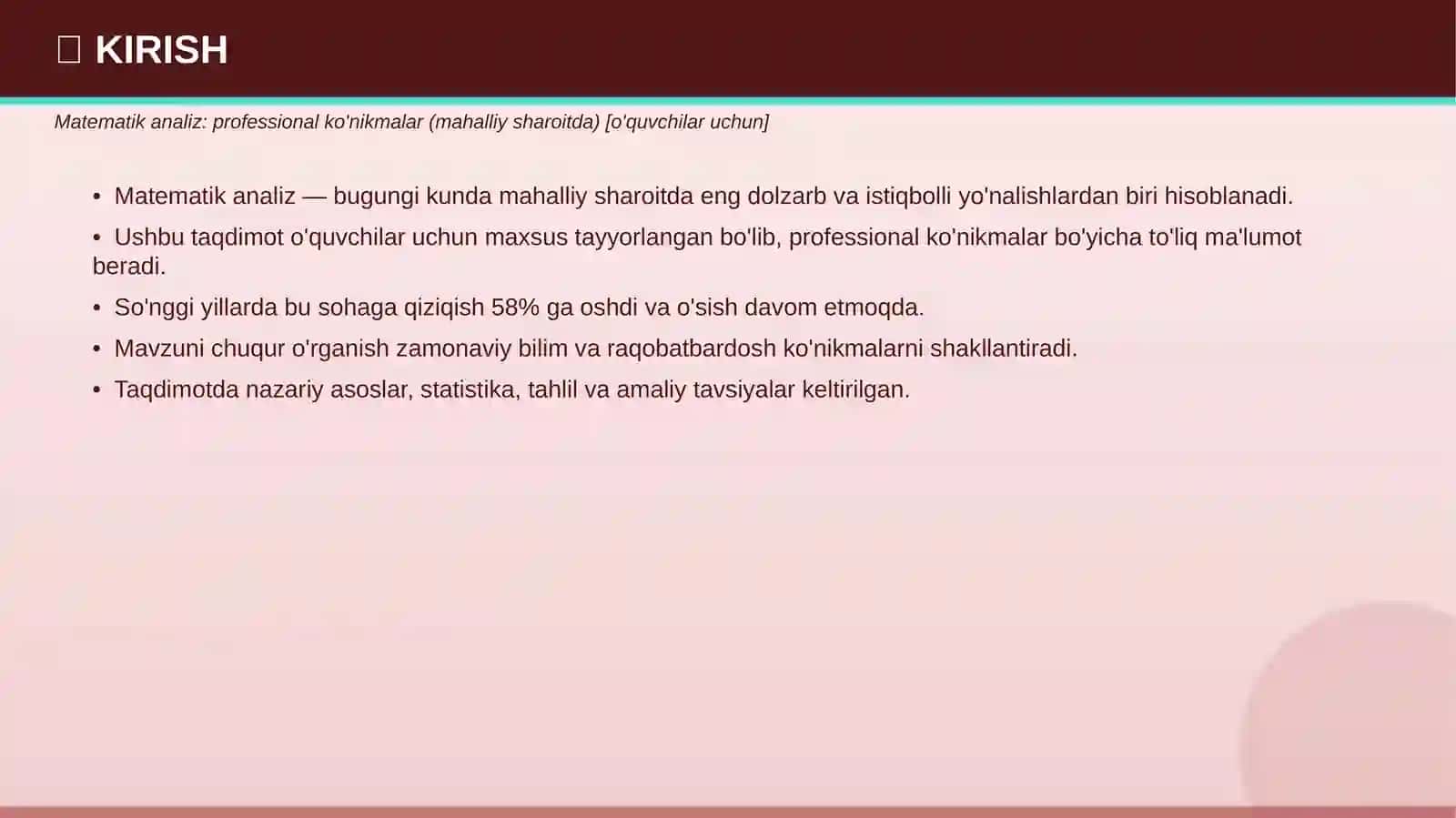 Matematik Analiz: Professional Ko'nikmalar (Mahalliy Sharoitda) [O'quvchilar Uchun] 3