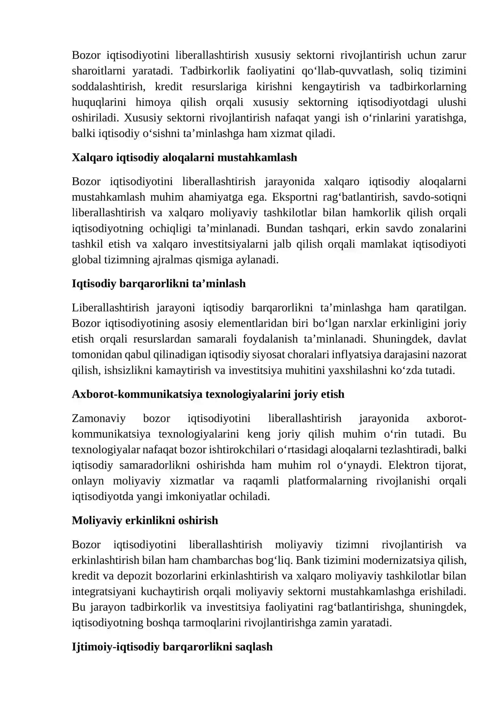 Raqobatbardosh iqtisodiyotni shakillantirish borasida amalga oshirilayotgan islohotlar 3