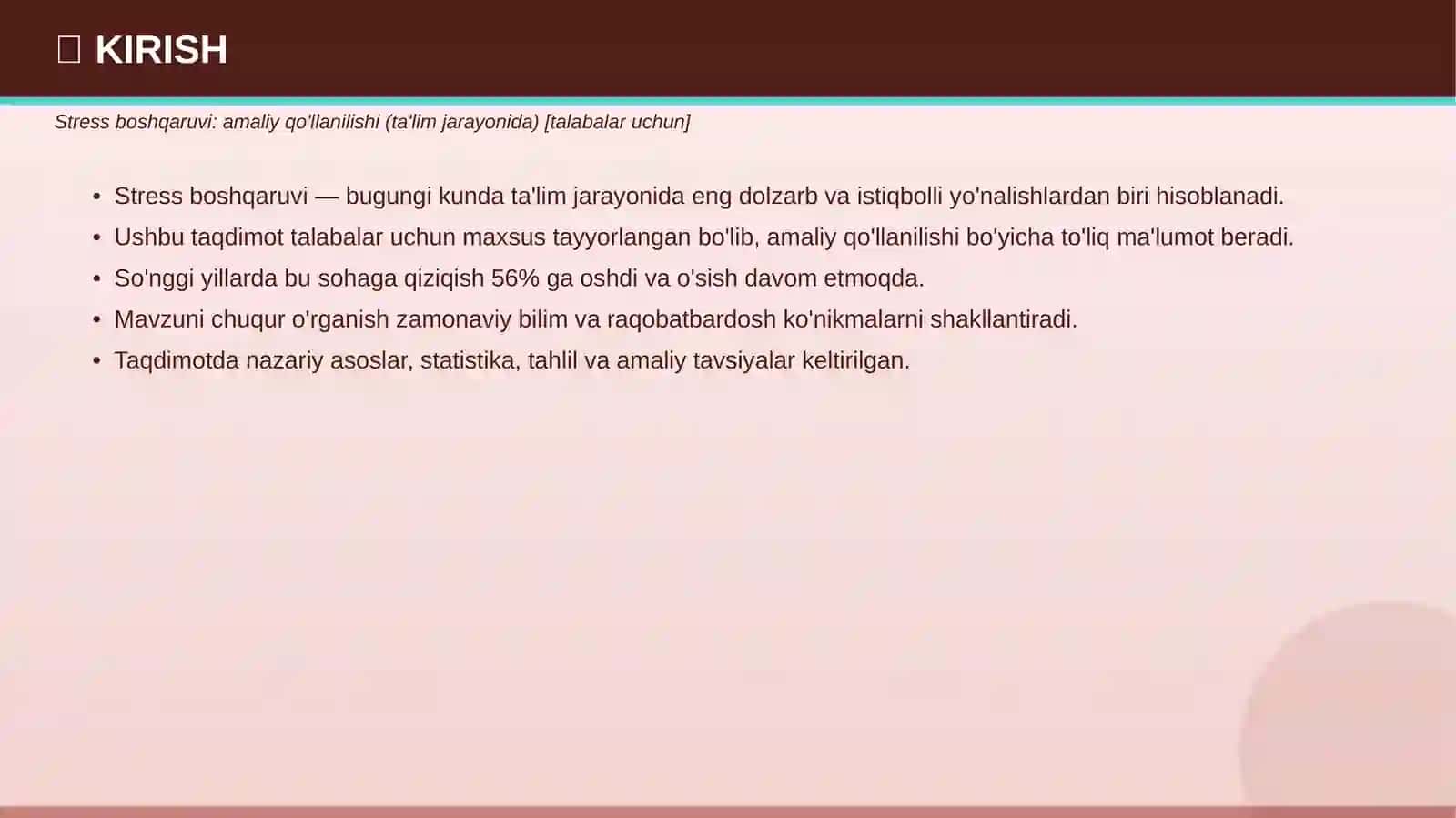 STRESS BOSHQARUVI 3