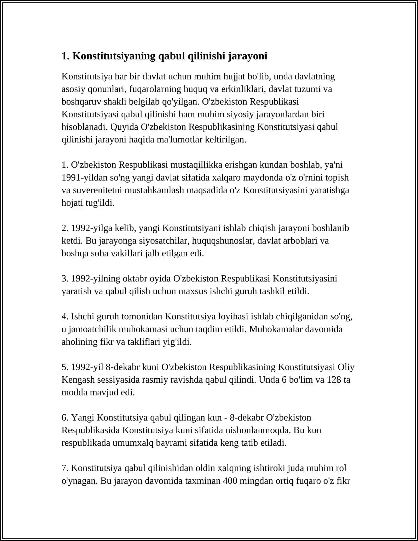 O'ZBEKISTON RESPUBLIKASI KONSTITUTSIYASINING TARIXIY AHAMIYATI 3