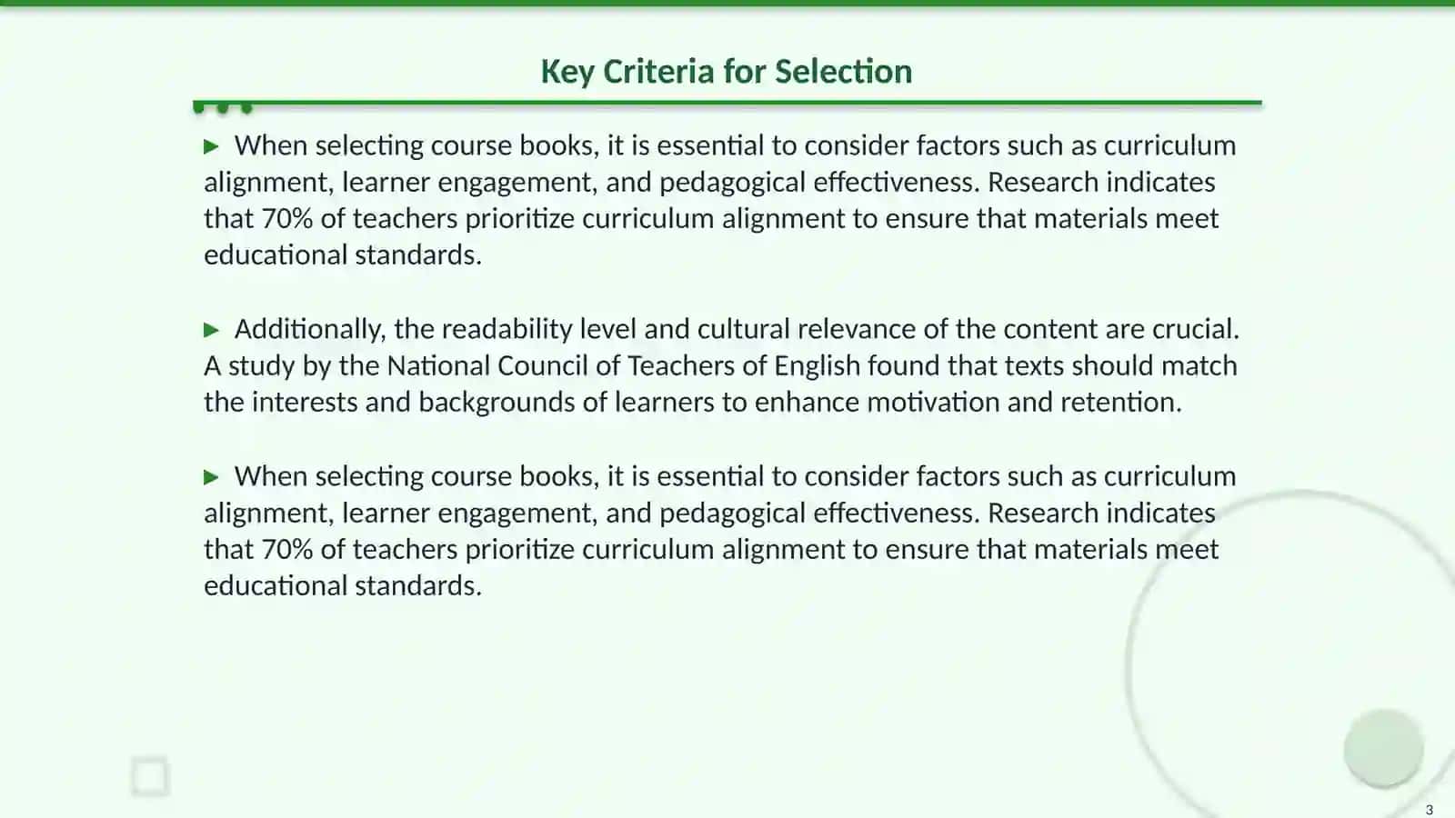 Selecting and analyzing course books 3